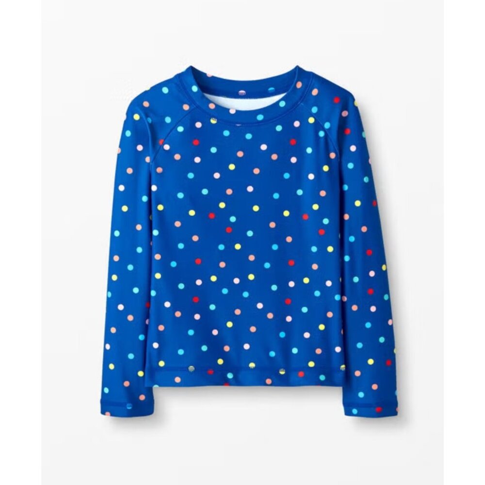 140/ 10 US Hanna Andersson Baltic Blue Rainbow Polka Dot Swim Sunblock Rash Guar